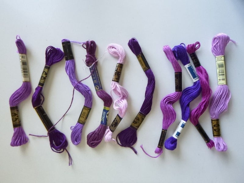 10 x PURPLE Shades Cottons (embroidery floss) $1 Auction For all Cottons Carousel 1