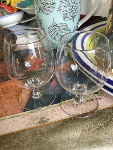 2 SMALL COGNAC GLASS STEMMED Carousel 1