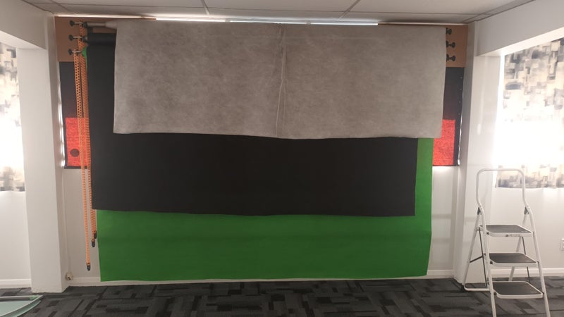Studio Backdrop System – Black, Off-White & Green – Includes Pulley Mount Carousel 1