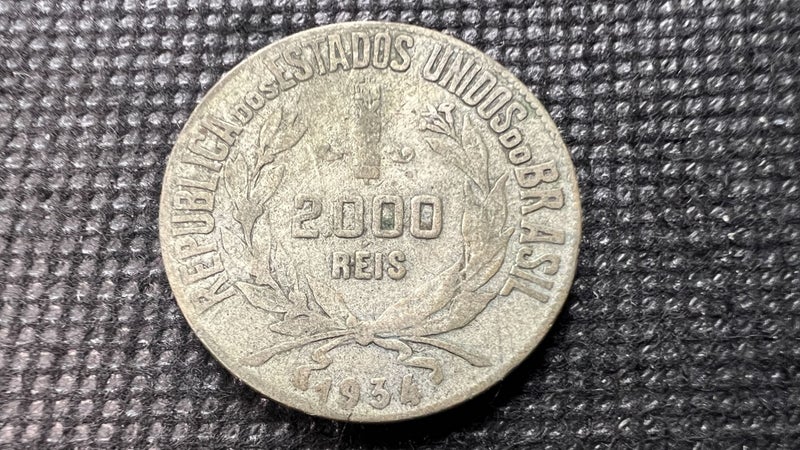 1934 Brazil 2000 Reis Silver Coin - Lot E578 Carousel 1