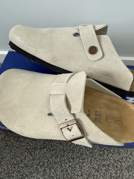 Birkenstock Boston Suede Clogs -sand, EU Size 38, Soft Footbed Slip Carousel 2