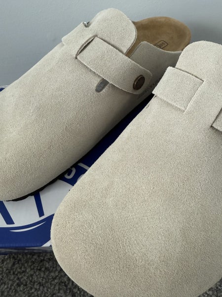 Birkenstock Boston Suede Clogs -sand, EU Size 38, Soft Footbed Slip Carousel 5