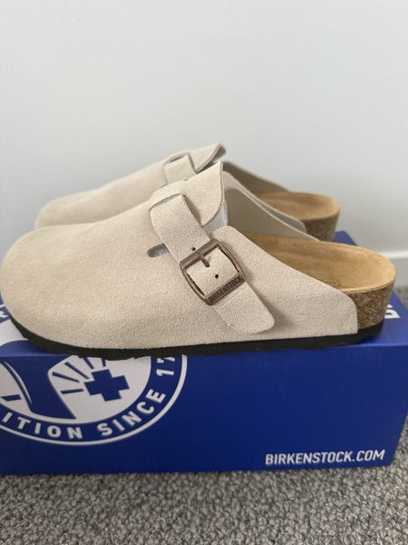 Birkenstock Boston Suede Clogs -sand, EU Size 38, Soft Footbed Slip Carousel 1