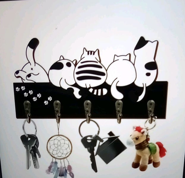 THE CATTAGE - Charming Cat Wooden Wall Hook Add Humour To Your Keys/Tea Towels Carousel 2