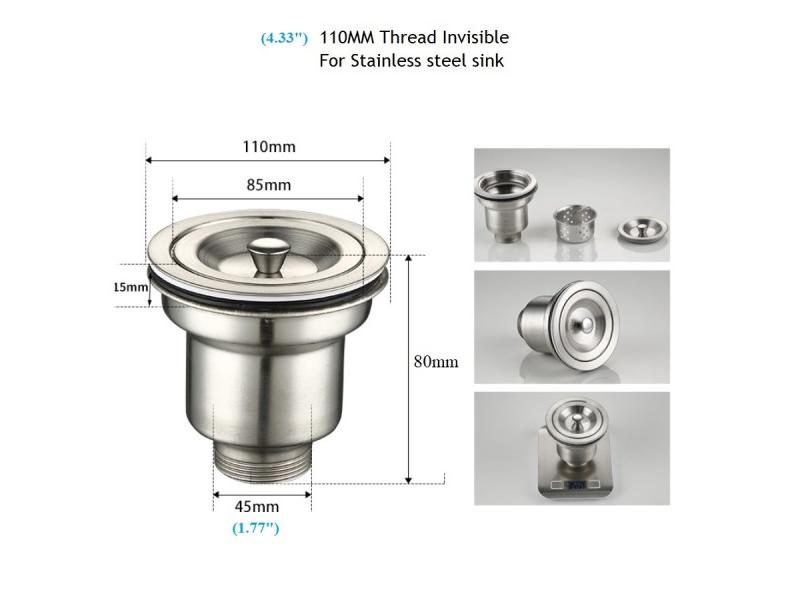 2Pcs 110mm 140mm Stainless Steel Kitchen Sink Drain Strainer Basket Carousel 1