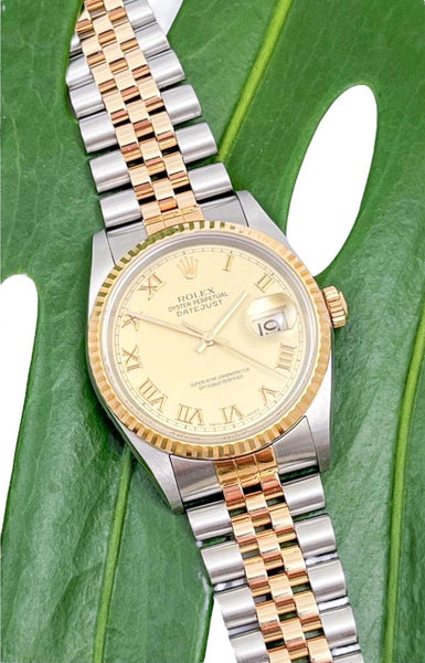 Rolex Oyster Datejust 18ct Gold & Stainless Steel Mens Wristwatch Ref 16233 Mint Carousel 1