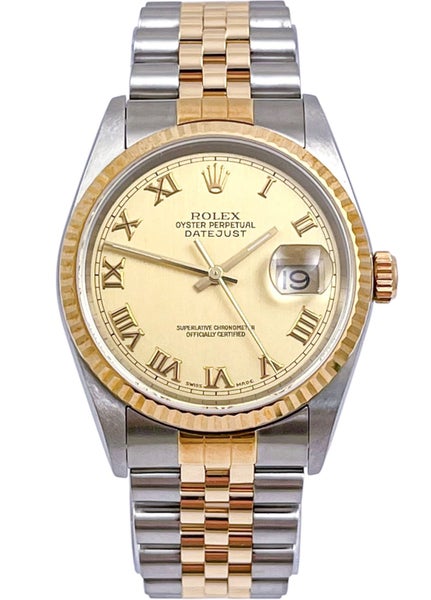 Rolex Oyster Datejust 18ct Gold & Stainless Steel Mens Wristwatch Ref 16233 Mint Carousel 2