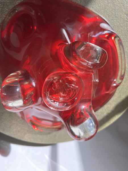 Art glass fiery red flared bowl .62863237422082113