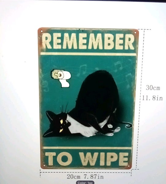 THE CATTAGE- Funny Cat Tin Sign Bring Some Humour & Rules To Your Bathroom Carousel 2