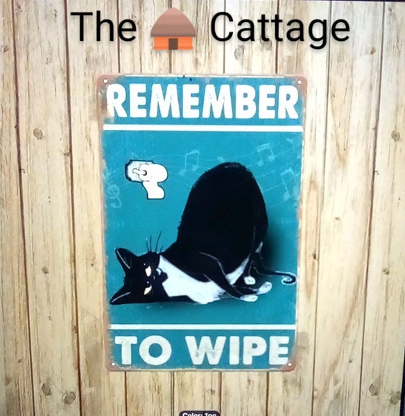 THE CATTAGE- Funny Cat Tin Sign Bring Some Humour & Rules To Your Bathroom Carousel 1