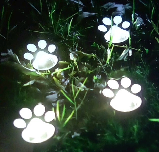 THE CATTAGE - 4PC Solar Paw Print Stake Lights Enhance Your Garden, Pathway Carousel 1