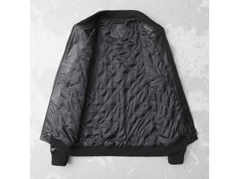 Black Cow Genuine Leather Bomber Jacket Men Cowhide Real Leather Jacket Coat Carousel 1