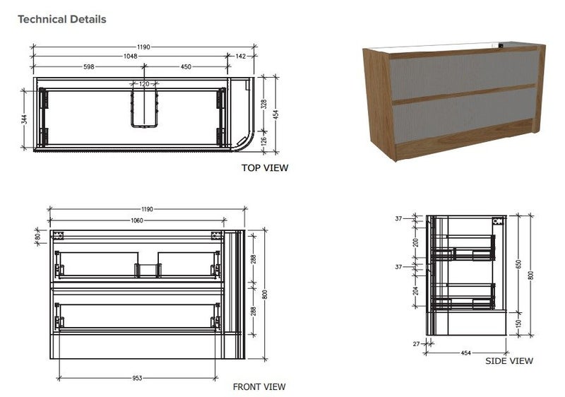 1200 Norah Left Corner Single Basin Floorstanding Vanity in Smokey Oak Carousel 6