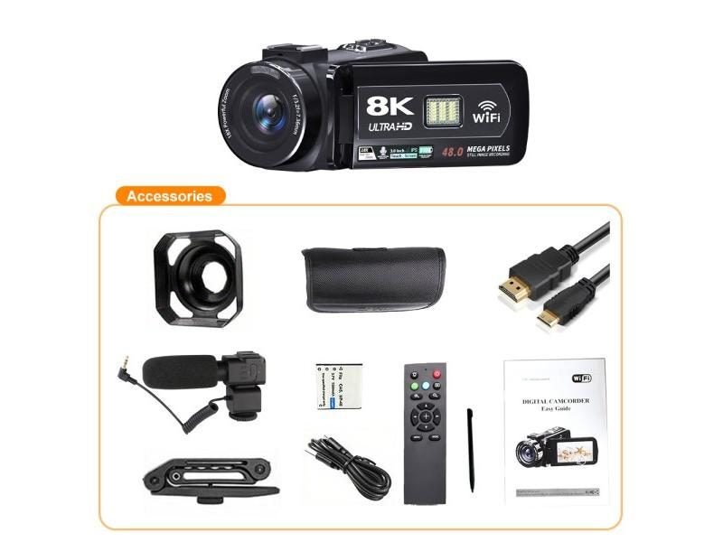 8K Video Camera 3 Inch LCD Touch 60FPS/64MP 18x Zoom Recorder WIFI Portable Carousel 1