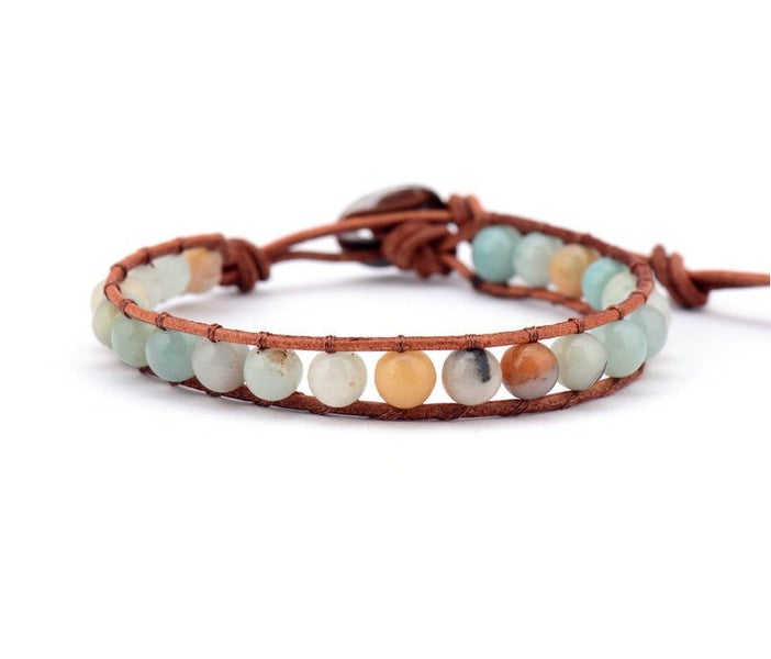 Natural Amazonite Single Wrap Adjustable Bracelet Carousel 2
