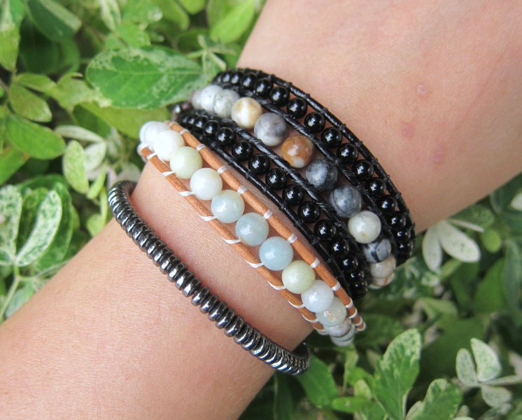 Natural Amazonite Single Wrap Adjustable Bracelet Carousel 6