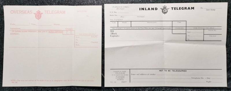 RARE PAIR OF BLANK TELEGRAM FORMS - Lot 47 Carousel 1