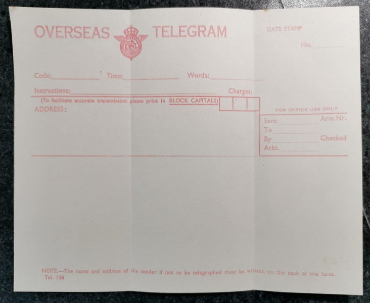 RARE PAIR OF BLANK TELEGRAM FORMS - Lot 47 Carousel 2