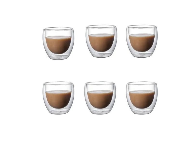 80/150/250/350/450ml 6pcs Double Wall Glass Coffee Mugs Insulated Layer Cups Carousel 1