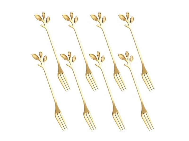 1-8Pcs Leaves Coffee Spoons Creative Stainless Steel Dessert Ice Cream Scoop Carousel 1
