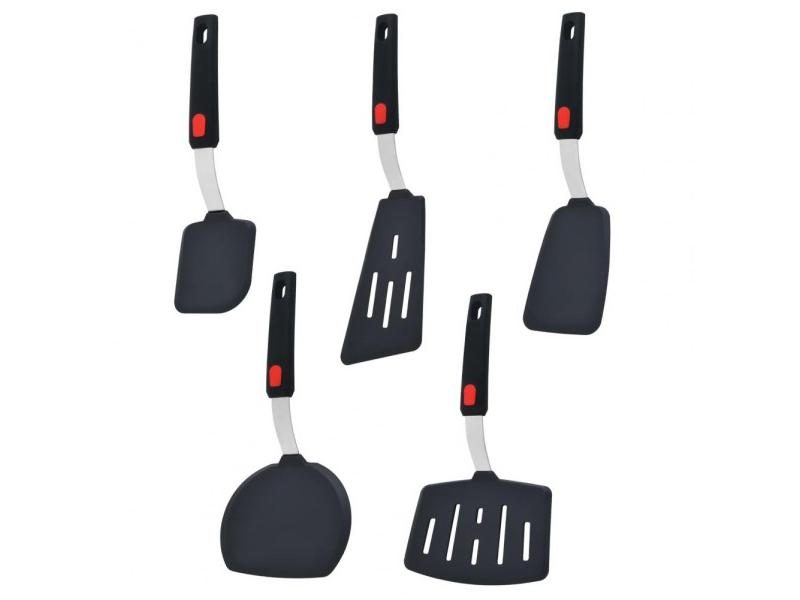 5 Pcs/set Cooking Spatulas Turner Silicone Hollow Out Wide Nonstick Egg Pancake Carousel 1
