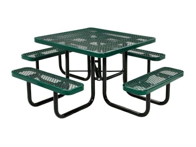 Picnic Table Square 8 Seater Commercial - Green Carousel 1