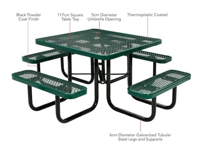 Picnic Table Square 8 Seater Commercial - Green Carousel 2