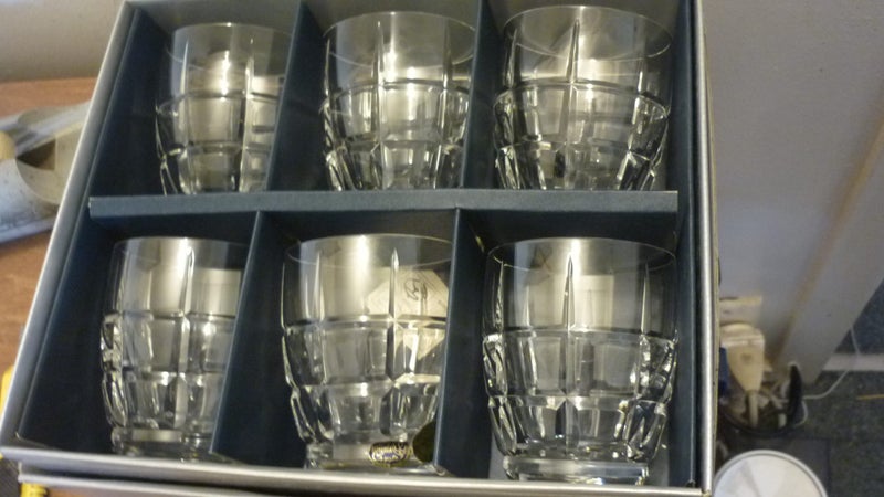 SET OF 6 LARGE BOHEMIAN CRYSTAL WHISKEY GLASSES Carousel 1