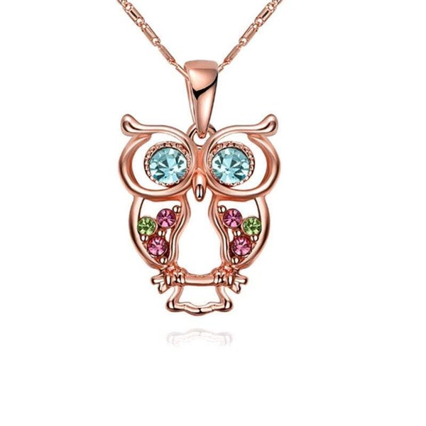 Veile Studios Necklaces Rose Gold Plated Glass And Czech Drill Owl Carousel 1