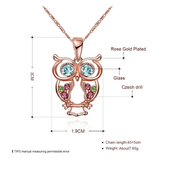 Veile Studios Necklaces Rose Gold Plated Glass And Czech Drill Owl Carousel 2