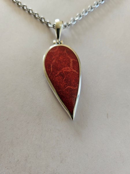VINTAGE RED CORAL PENDANT BRACELET & EARRINGS SET IN STERLING SILVER62854316453123111