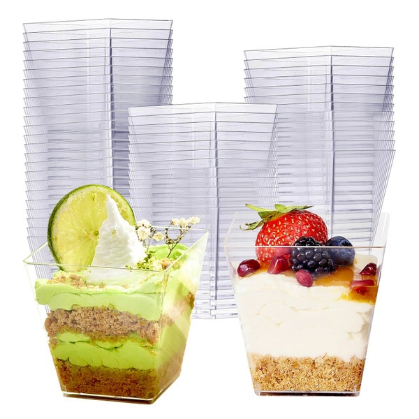 288x Premium Plastic Square Dessert Cups BPA Free Extra Strong Bulk Carousel 1