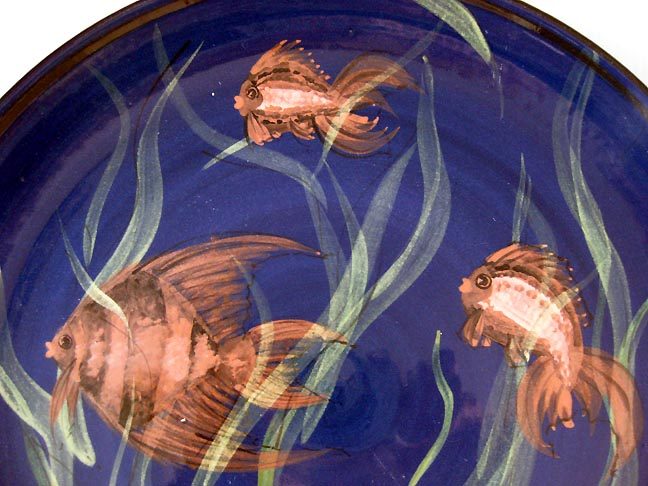 Exquisite N.Z. Pottery large platter of Angelfish by Margaret Bell - A Must See!62863238329859112