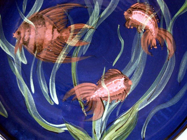Exquisite N.Z. Pottery large platter of Angelfish by Margaret Bell - A Must See!62863238329859113