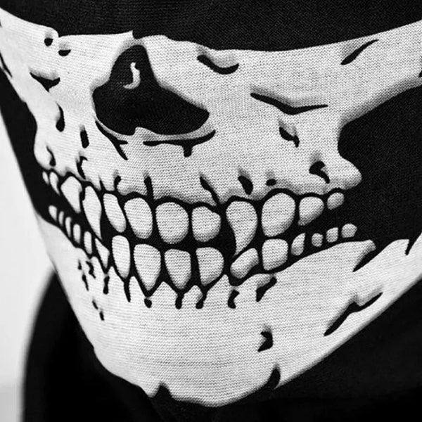 Skull Face Bandana Ski Bike Mask - Black Carousel 1