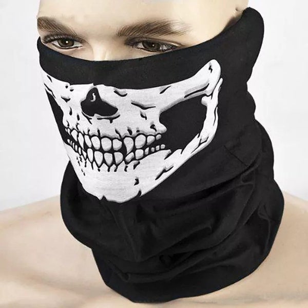 Skull Face Bandana Ski Bike Mask - Black Carousel 3
