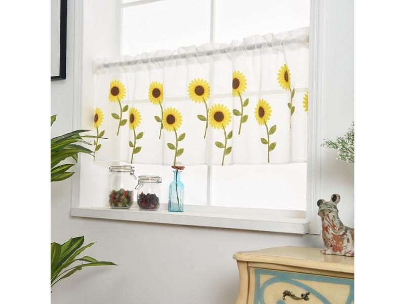 100x50cm Leaves Sheer Short Curtain Tulle Window Voile Drape Valance 1 Panel Carousel 1