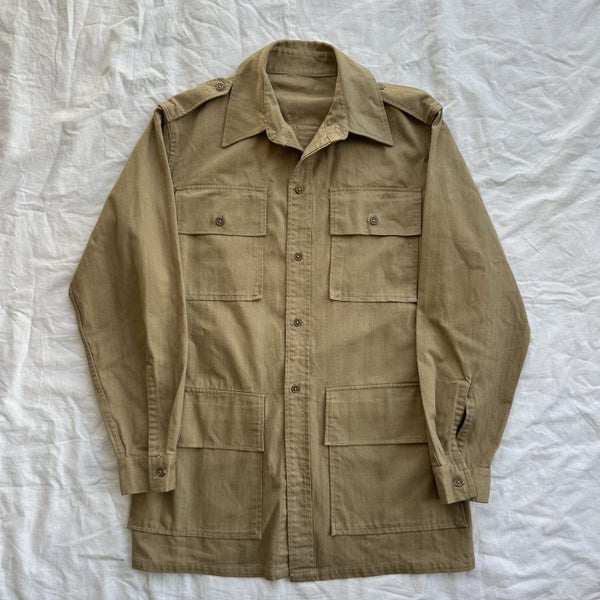 Vintage 1960s HBT Safari Style Military Army Chore Coat Jacket629500057207071127