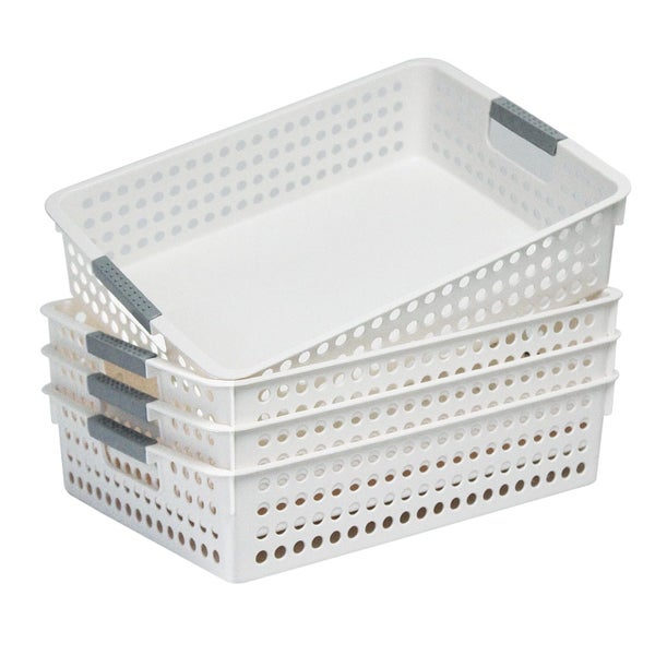 24x Premum Plastic Storage Basket Bulk w/ Grip Handles 36*25.5*8.5cm Carousel 1