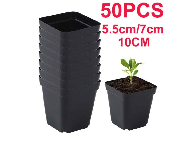 50Pcs Square Plastic Planting Cups For Garden Grow Carousel 2