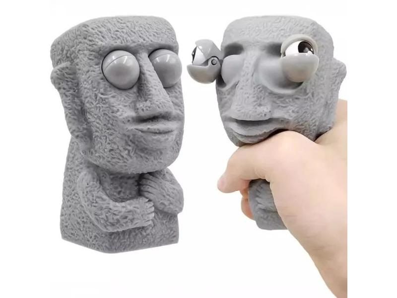 Stone Man Releases Stress Toy Slowly Rebounds Soft Moai Statue Squeeze Eyes Carousel 1