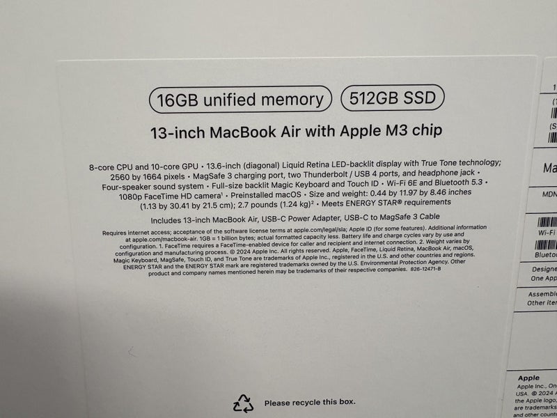 MacBook Air 13 - M3 · 16 GB/512 GB · Midnight – Near-new, 6 months use62865822769923113