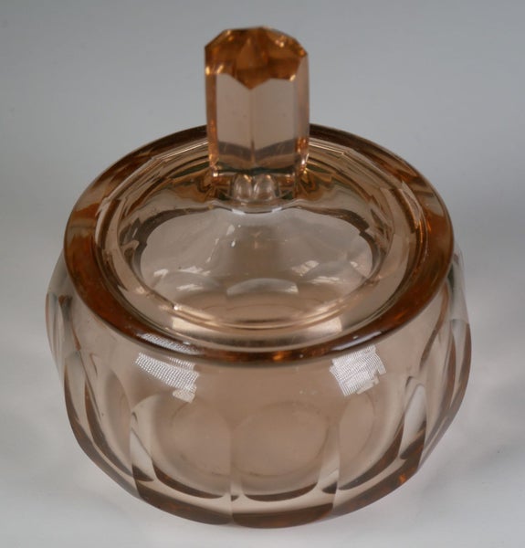 Gorgeous Antique Early 1900s Apricot Glass Crystal Lidded Jar62863238217730115