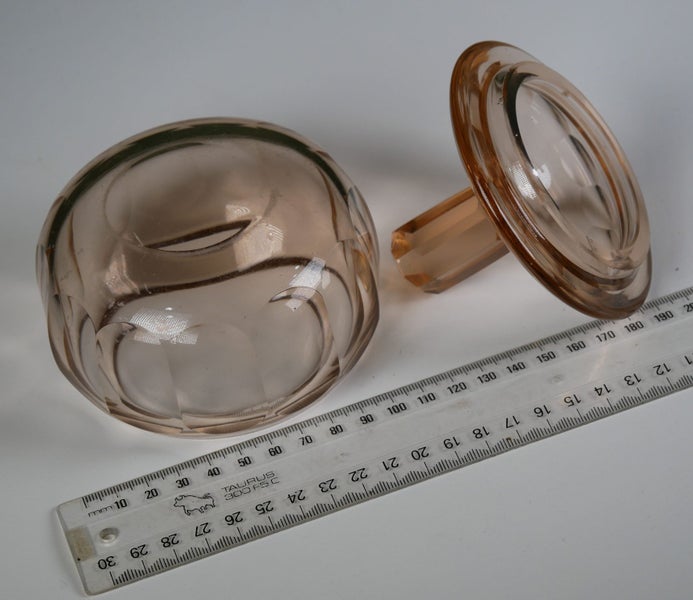 Gorgeous Antique Early 1900s Apricot Glass Crystal Lidded Jar62863238217730112