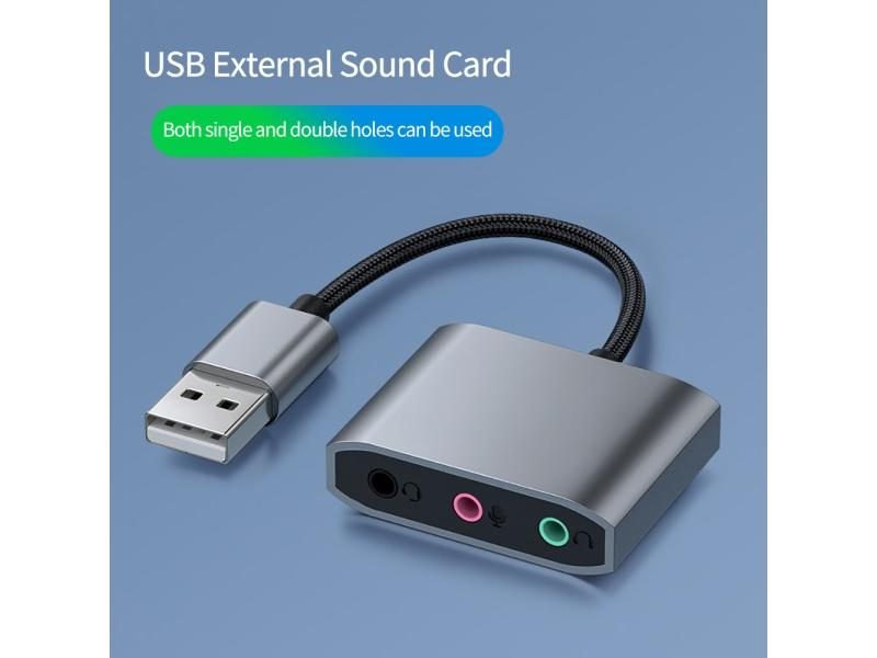 3 IN 1 External USB Sound Card Audio Jack 3.5mm Cable Adapter 3 Ports HIFI Carousel 1