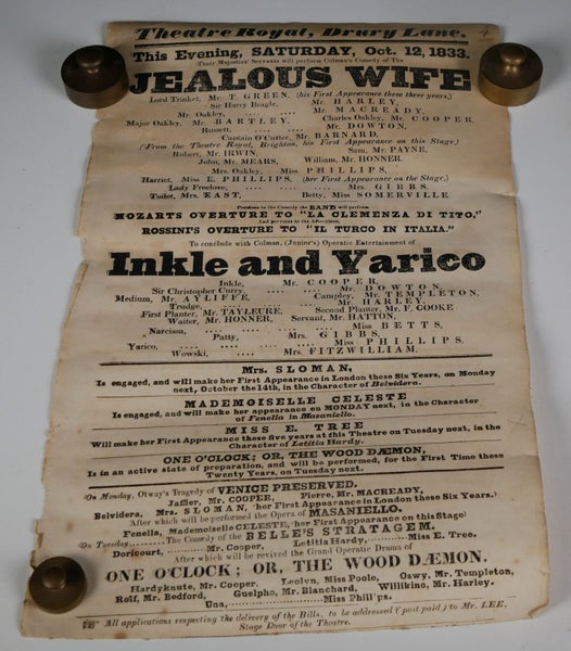Rare: 1833 Theatre Royal, Drury Lane 1833 Playbill / Flyer Carousel 1