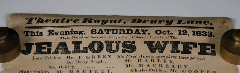Rare: 1833 Theatre Royal, Drury Lane 1833 Playbill / Flyer Carousel 2