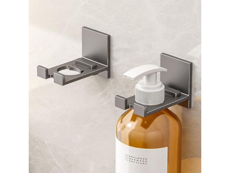 Universal Punch-free Shower Gel Bottle Rack Wall Mounted Adjustable Shampoo Carousel 1