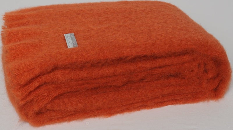 Masterweave Windermere Mohair Throw Rug Blanket-Pumpkin Carousel 1