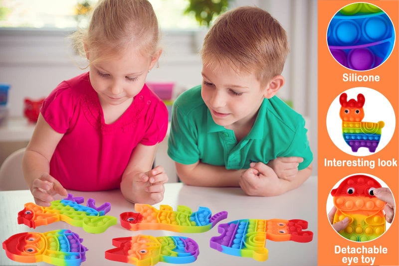 2 Packs Animals Fidget Toys Kids Push Bubble Sensory Toy Rainbow Lobster Fish S Carousel 3